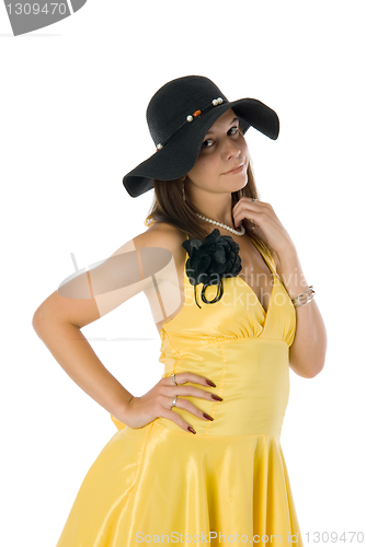 Image of Pretty woman in yellow dress