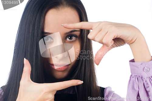 Image of Girl showing frame sign