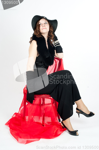 Image of Young woman in black