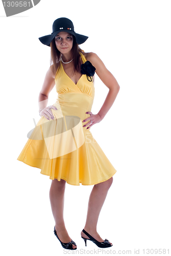 Image of Pretty woman in yellow dress