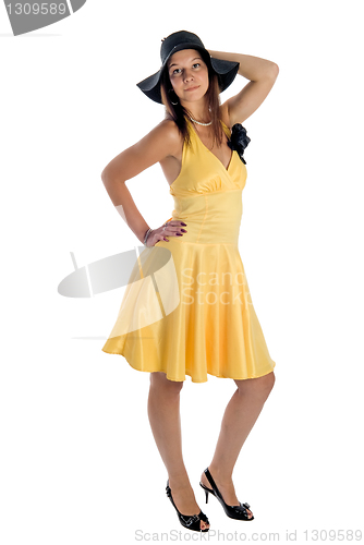 Image of Pretty woman in yellow dress