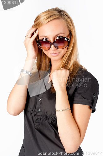 Image of portrait of a beautiful woman with spectacles