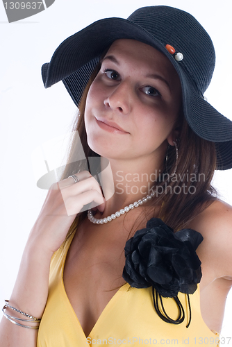 Image of Pretty woman in yellow dress
