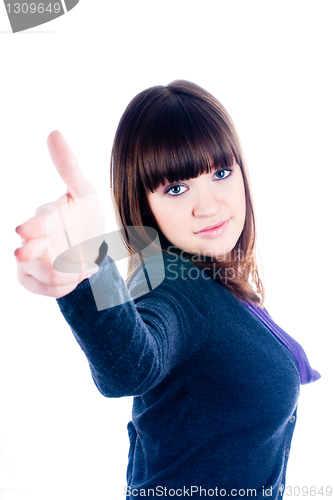 Image of Girl showing thumb up gesture