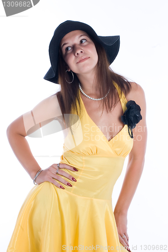 Image of Pretty woman in yellow dress