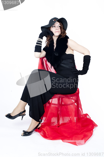 Image of Young woman in black