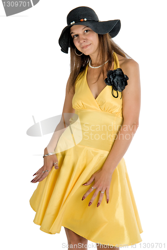 Image of Pretty woman in yellow dress