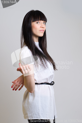 Image of Beautiful girl in white