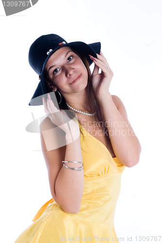 Image of Pretty woman in yellow dress