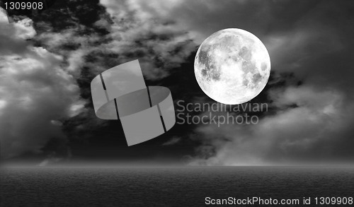 Image of The full moon over water