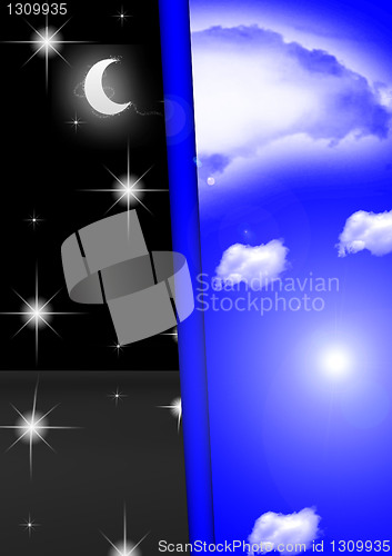 Image of double landscape with the image of day and night