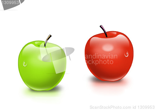 Image of Two apples on a white background