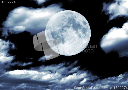 Image of nightly sky with large Lunar