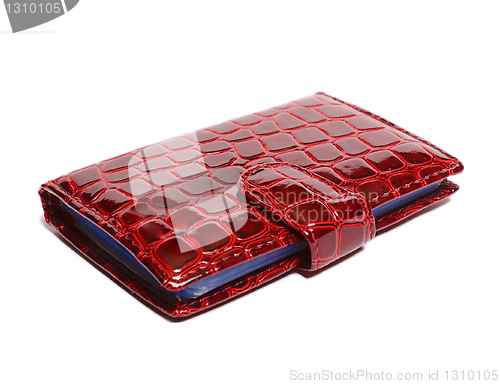 Image of Business card holder made â€‹â€‹of red imitation snakeskin