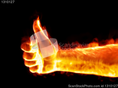 Image of thumb up on fire
