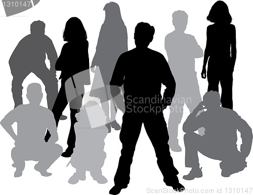 Image of Vector silhouettes friends (man and women)