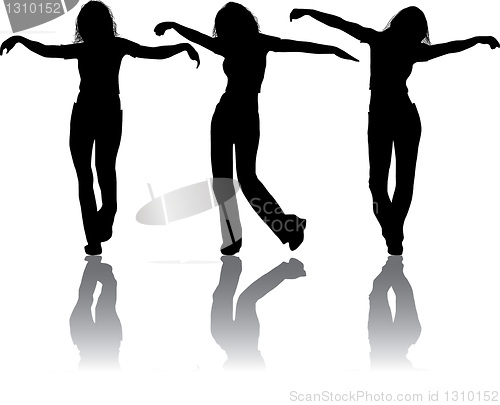 Image of Vector silhouettes young girl