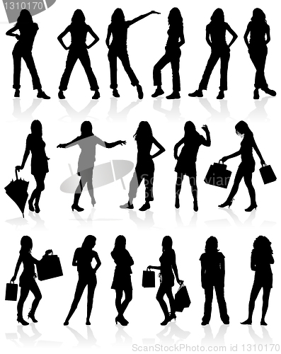 Image of Vector silhouettes girls