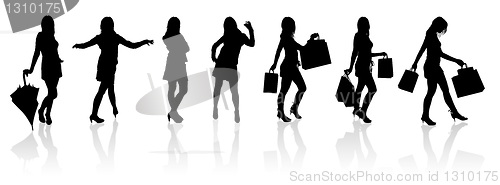 Image of Vector silhouettes girls