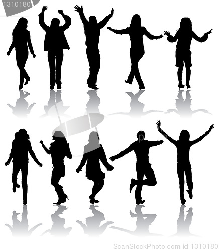 Image of Vector silhouettes dancing man and women