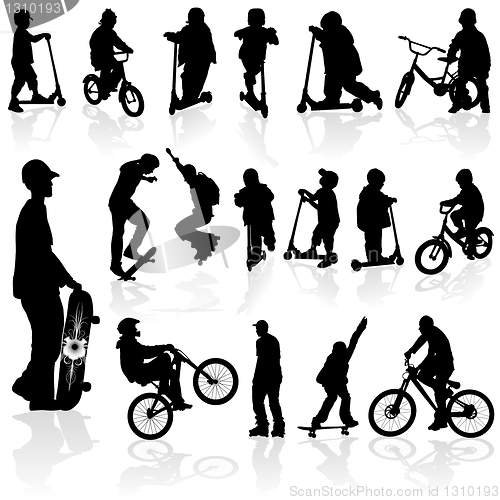 Image of Silhouettes children and man