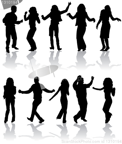 Image of Vector silhouettes dancing man and women