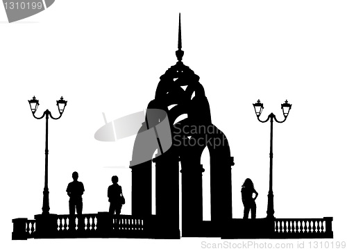 Image of Vector silhouettes man, women and lamppost