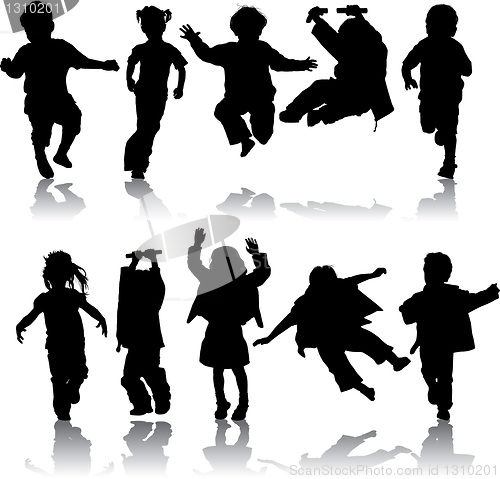 Image of Vector silhouette girls and boys