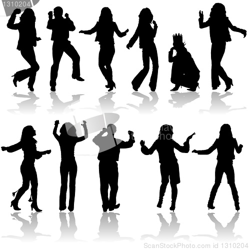 Image of Vector silhouettes dancing man and women