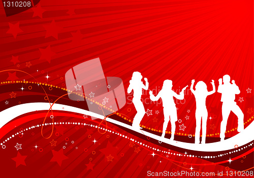 Image of Vector silhouettes dancing man and women