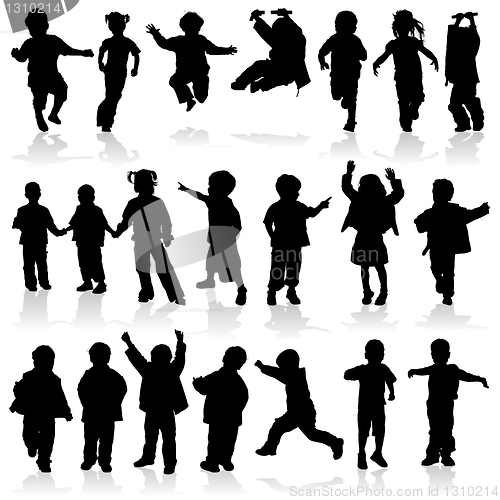 Image of Vector silhouette girls and boys