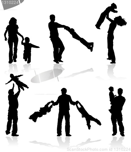 Image of Silhouettes of parents with children