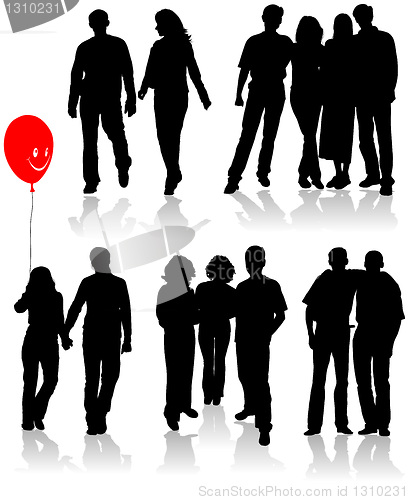 Image of Vector silhouettes friends (man and women)