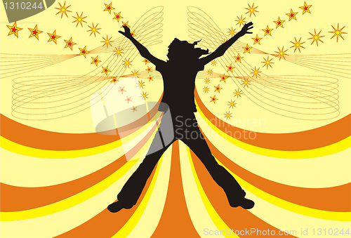 Image of Silhouette happy girl
