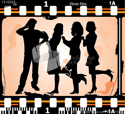 Image of Vector silhouettes man and women on on photographic film