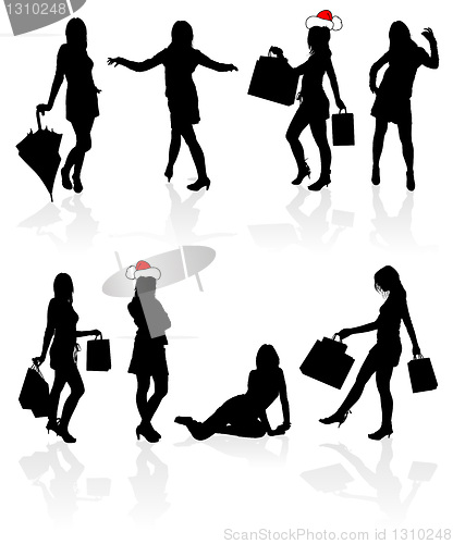 Image of Vector silhouettes girls