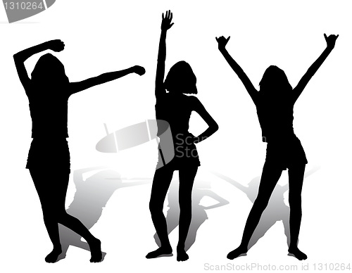 Image of Three silhouette happy girl