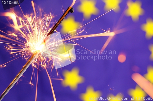 Image of euro union flag and sparkler