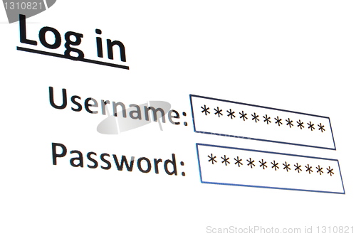 Image of login on a website in the internet