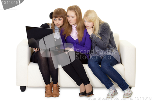 Image of Young girl communicate on social network online