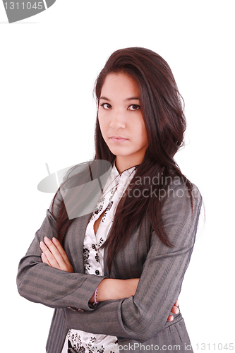 Image of confident business executive woman of Asian, half length closeup