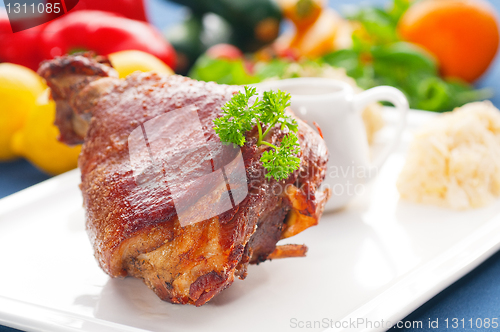 Image of original German BBQ pork  knuckle