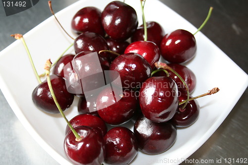 Image of Cherries in white bowl