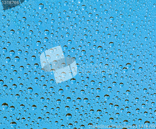 Image of Natural blue background - drop of rain