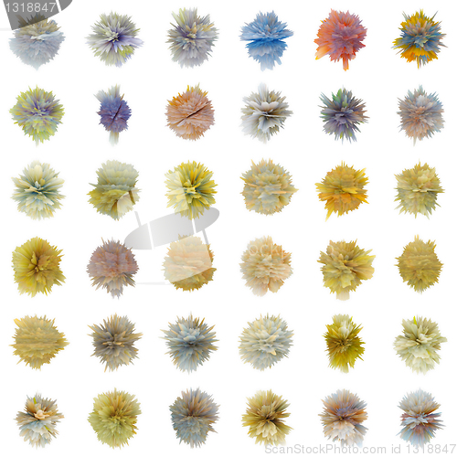 Image of Set of color abstract substances on white background