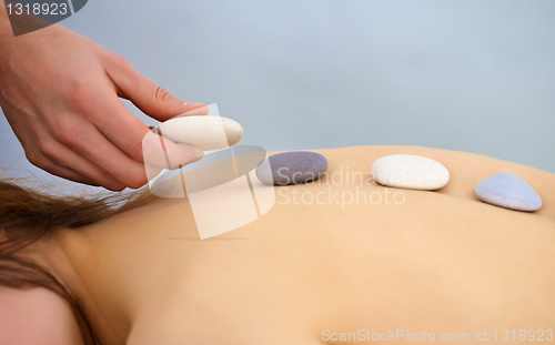 Image of Massage procedure using round stones - Spa