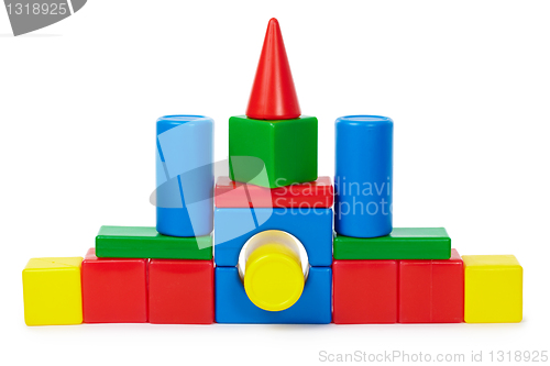 Image of Small house made â€‹â€‹of colored toy bricks