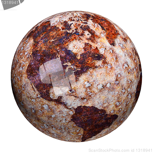 Image of Terrestrial globe - corrosion stains on iron