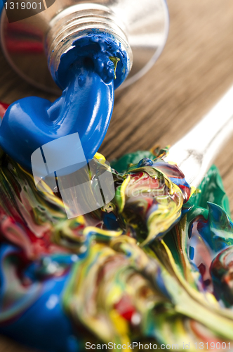 Image of mixing paints. background 