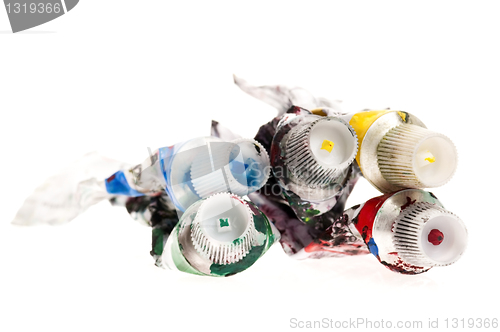 Image of paint tubes isolated on the white